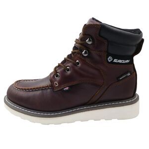 SUREWAY 6" Men US 11 Heavy Duty Soft Toe Full Grain Leather Work Boots Red Wine
